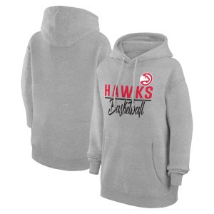 G III 4Her by Carl Trendy Banks Atlanta Hawks Women's Heather Gray Graphics Fleece Pullover Hoodie