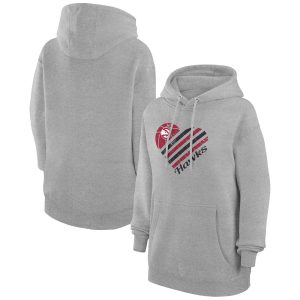 G III 4Her by Carl Banks Atlanta Hawks Women's Heather Gray Heart Pullover Hoodie Chic