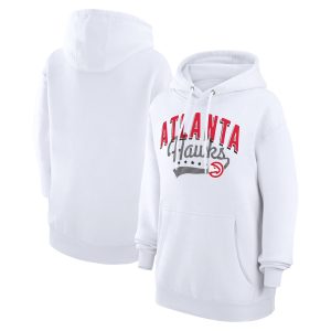 G III 4Her by Carl Banks Elegant Atlanta Hawks Women's White Filigree Logo Pullover Hoodie