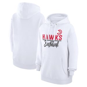 G III 4Her by Carl Banks Atlanta Hawks Women's White Graphics Fleece Pullover Eye - catching Hoodie