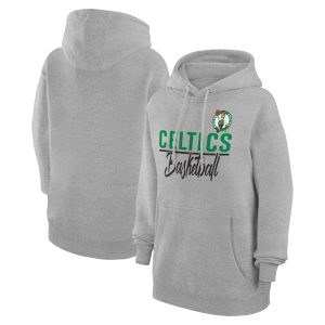 G III 4Her Stylish by Carl Banks Boston Celtics Women's Heather Gray Graphics Fleece Pullover Hoodie