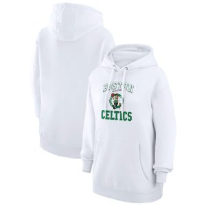 G III 4Her by Carl Banks Boston Celtics Gorgeous Women's White Graphic Fleece Pullover Hoodie