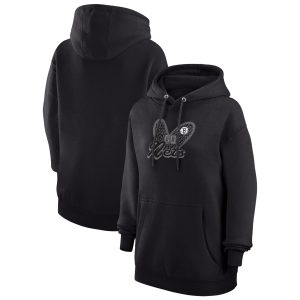 G Fabulous III 4Her by Carl Banks Brooklyn Nets Women's Black Leopard Heart Graphic Fleece Pullover Hoodie