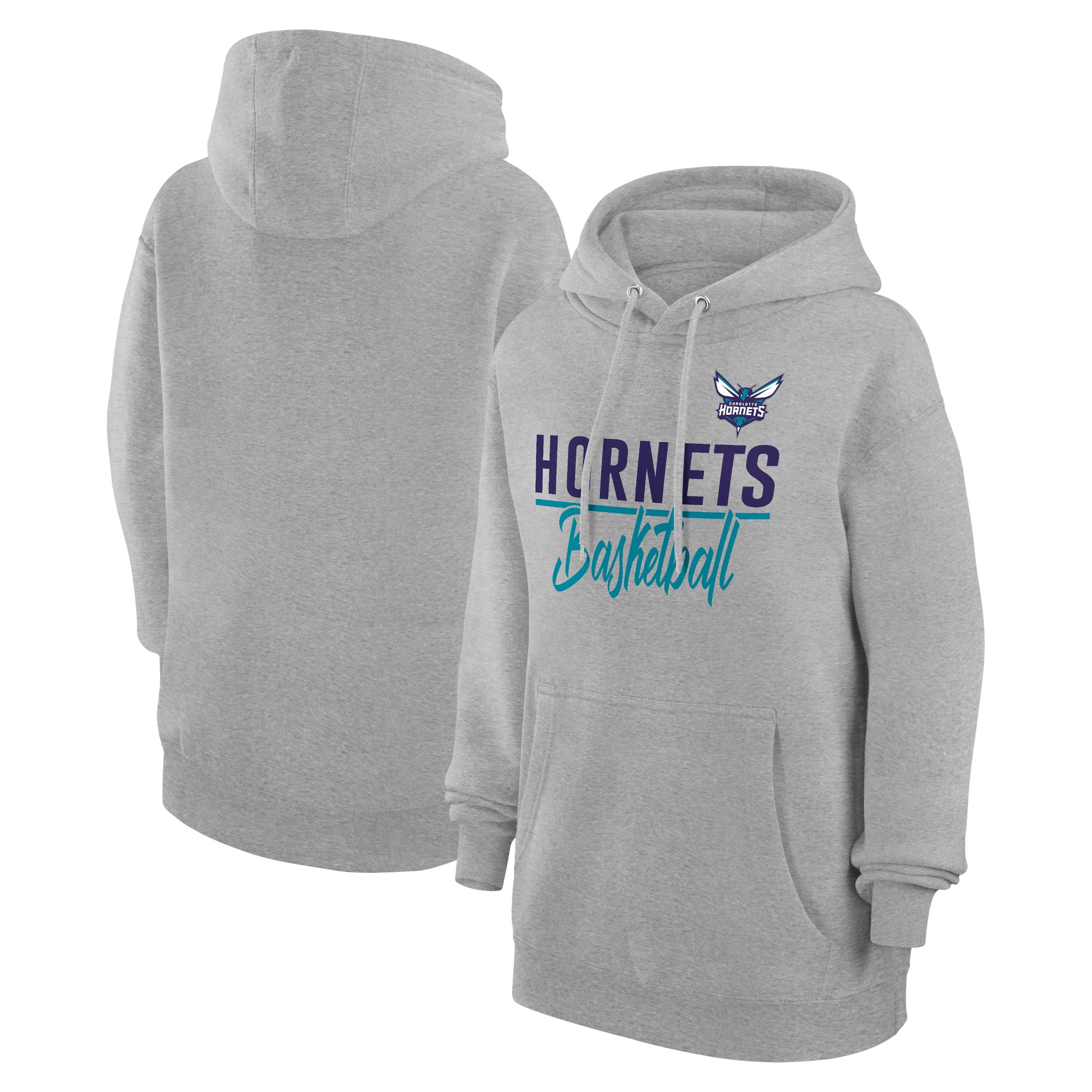 G III 4Her by Carl Banks Charlotte Hornets Women's Heather Trendy Gray Graphics Fleece Pullover Hoodie