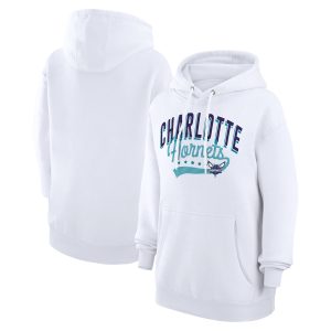 G III 4Her Eye - catching by Carl Banks Charlotte Hornets Women's White Filigree Logo Pullover Hoodie