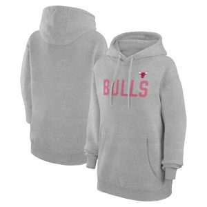 G III 4Her by Carl Banks Chicago Bulls Women's Heather Gray Dot Print Pullover Hoodie Elegant