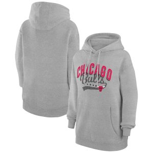 G III 4Her by Carl Banks Chicago Bulls Women's Trendy Heather Gray Filigree Logo Pullover Hoodie