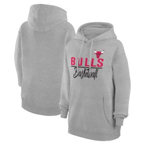 G III 4Her by Elegant Carl Banks Chicago Bulls Women's Heather Gray Graphics Fleece Pullover Hoodie