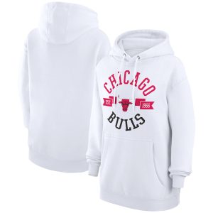 G III Gorgeous 4Her by Carl Banks Chicago Bulls Women's White City Pullover Hoodie