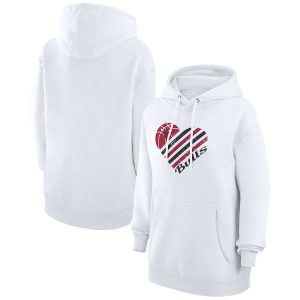 G III 4Her by Carl Banks Chicago Bulls Women's Elegant White Heart Pullover Hoodie