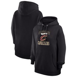 G III 4Her by Carl Banks Cleveland Cavaliers Chic Women's Black Graphic Fleece Pullover Hoodie