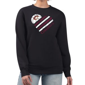 G III 4Her by Carl Banks Cleveland Cavaliers Women's Black Heart Graphic Trendy Fleece Pullover Sweatshirt