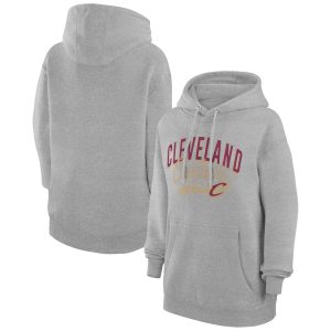 G III 4Her by Carl Banks Cleveland Cavaliers Women's Stylish Heather Gray Filigree Logo Pullover Hoodie