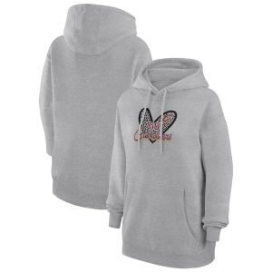 G III 4Her by Carl Banks Cleveland Fabulous Cavaliers Women's Heather Gray Leopard Heart Graphic Fleece Pullover Hoodie