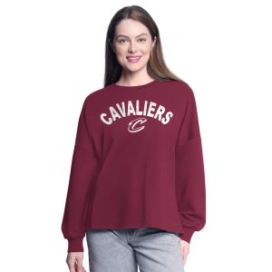 G III 4Her by Carl Trendy Banks Cleveland Cavaliers Women's Wine Athletic Pullover Sweatshirt