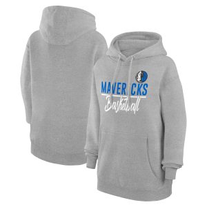 G III 4Her by Carl Banks Dallas Mavericks Women's Unique Heather Gray Graphics Fleece Pullover Hoodie