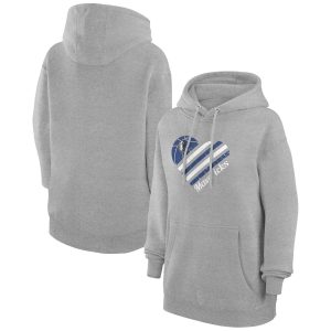 G III 4Her by Carl Banks Dallas Mavericks Women's Stylish Heather Gray Heart Pullover Hoodie