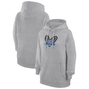 G III 4Her by Carl Banks Dallas Mavericks Trendy Women's Heather Gray Leopard Heart Graphic Fleece Pullover Hoodie