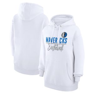 G III 4Her by Carl Banks Dallas Mavericks Gorgeous Women's White Graphics Fleece Pullover Hoodie