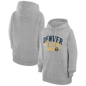 G III 4Her by Carl Banks Denver Nuggets Unique Women's Heather Gray Filigree Logo Pullover Hoodie