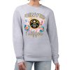 G III 4Her by Chic Carl Banks Denver Nuggets Women's Heather Gray Flowers Team Logo Graphic Fleece Crewneck Pullover Sweatshirt