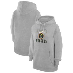 G III 4Her by Carl Banks Denver Nuggets Women's Heather Gray Graphic Eye - catching Fleece Pullover Hoodie