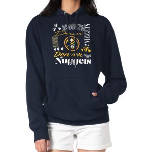G III 4Her by Carl Banks Denver Nuggets Trendy Women's Navy Collage Team Graphic Fleece Pullover Hoodie