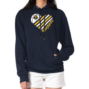 G III 4Her by Carl Banks Denver Nuggets Women's Navy Team Heart Tri Blend Pullover Premium Hoodie