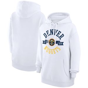 G III 4Her by Carl Gorgeous Banks Denver Nuggets Women's White City Pullover Hoodie