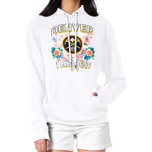 G III 4Her by Carl Banks Denver Nuggets Women's Eye - catching White Flowers Team Logo Graphic Fleece Pullover Hoodie