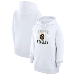 G III 4Her by Carl Chic Banks Denver Nuggets Women's White Graphic Fleece Pullover Hoodie
