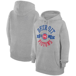 G III 4Her by Carl Banks Detroit Pistons Women's Heather Premium Gray City Pullover Hoodie
