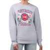 G III 4Her by Carl Stylish Banks Detroit Pistons Women's Heather Gray Flowers Team Logo Graphic Fleece Crewneck Pullover Sweatshirt