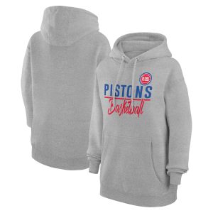 G III 4Her by Carl Banks Detroit Pistons Women's Heather Gray Graphics Fabulous Fleece Pullover Hoodie