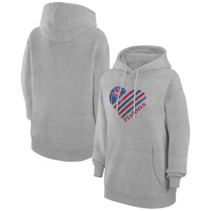 G Trendy III 4Her by Carl Banks Detroit Pistons Women's Heather Gray Heart Pullover Hoodie
