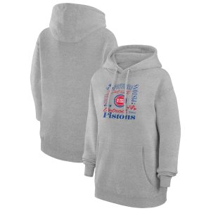 G III 4Her by Carl Banks Detroit Pistons Women's Heather Gray Team Collage Gorgeous Graphic Fleece Pullover Hoodie