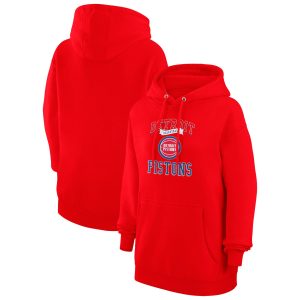 G III 4Her by Trendy Carl Banks Detroit Pistons Women's Red Graphic Fleece Pullover Hoodie