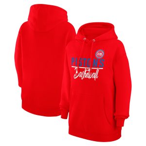 G III 4Her by Carl Banks Detroit Pistons Women's Red Graphics Gorgeous Fleece Pullover Hoodie