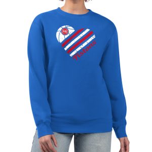 G III 4Her by Carl Banks Detroit Pistons Women's Royal Heart Graphic Gorgeous Fleece Pullover Sweatshirt