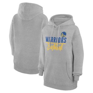 G III 4Her Trendy by Carl Banks Golden State Warriors Women's Heather Gray Graphics Fleece Pullover Hoodie
