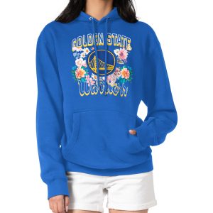 G III 4Her by Carl Banks Golden State Warriors Women's Royal Unique Flowers Team Logo Graphic Fleece Pullover Hoodie