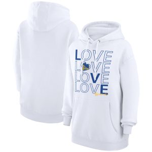 G III 4Her by Carl Banks Golden State Warriors Women's White Basketball Love Gorgeous Fleece Pullover Hoodie