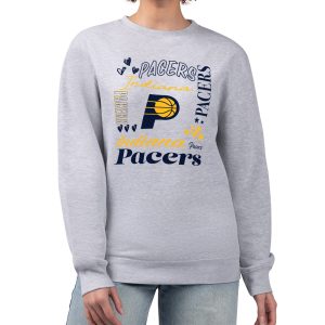 G III 4Her by Carl Banks Indiana Pacers Women's Heather Gray Premium Collage Team Graphic Fleece Pullover Sweatshirt
