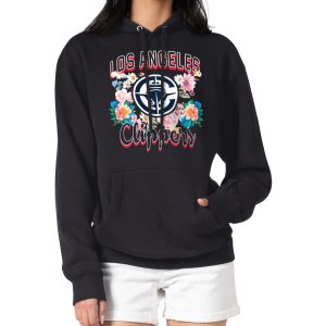 G III 4Her by Carl Banks LA Eye - catching Clippers Women's Black Flowers Team Logo Graphic Fleece Pullover Hoodie
