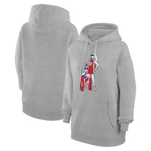 G III 4Her by Carl Banks LA Clippers Women's Heather Gray Trendy Basketball Girls Fleece Pullover Hoodie