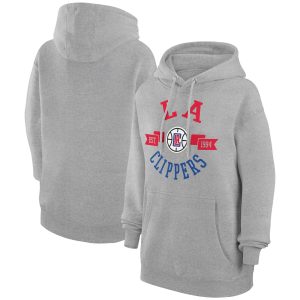 G III Unique 4Her by Carl Banks LA Clippers Women's Heather Gray City Pullover Hoodie