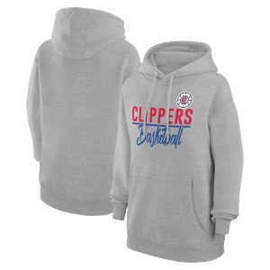 G III 4Her by Unique Carl Banks LA Clippers Women's Heather Gray Graphics Fleece Pullover Hoodie
