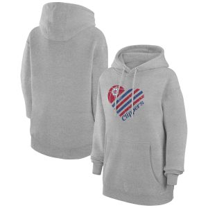 G III 4Her by Carl Banks LA Clippers Women's Heather Gorgeous Gray Heart Pullover Hoodie