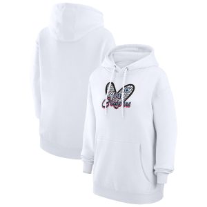G III 4Her by Trendy Carl Banks LA Clippers Women's White Leopard Heart Graphic Fleece Pullover Hoodie