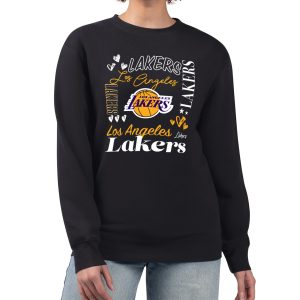 G III 4Her by Carl Banks Los Angeles Lakers Women's Black Collage Eye - catching Team Graphic Fleece Pullover Sweatshirt